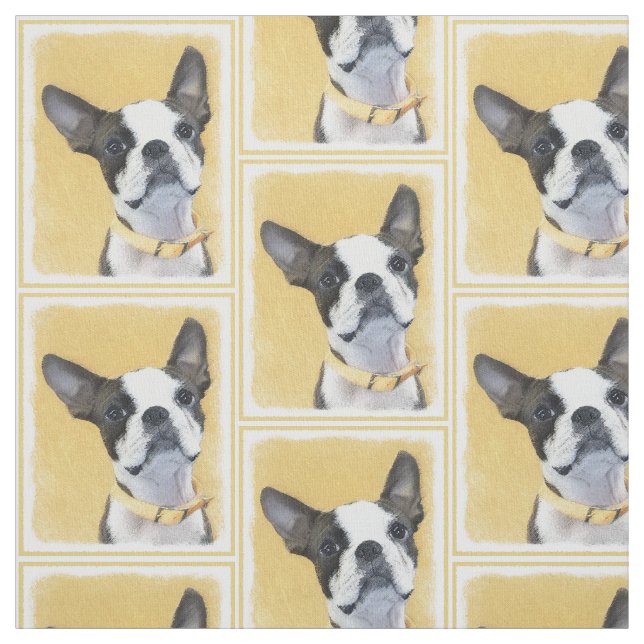 Boston Terrier-målning - Cute Original-Hund Art Tyg (Provkarta)