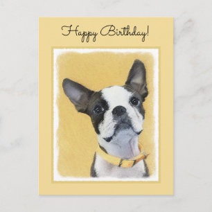 Boston Terrier-målning - Söt originell hundkonst Vykort