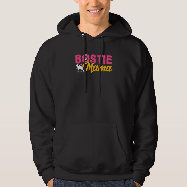Boston Terrier Mamma Bostie Hundar Owners Hoodie (Framsida)