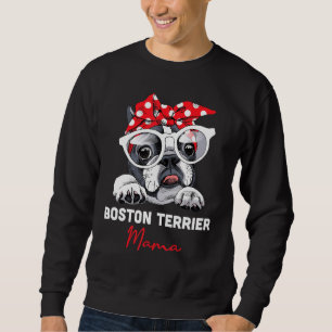 Boston Terrier Mamma Cute Bostie Hund Mamma Funny Lång Ärmad Tröja