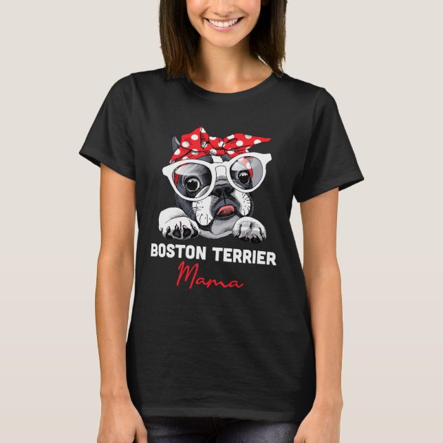 Boston Terrier Mamma Cute Bostie Hund Mamma Funny  T Shirt (Framsida)