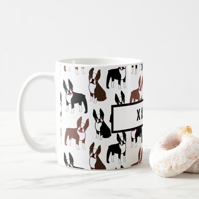 Boston Terrier Mamma eller Pappa Namn Coffee Mugg (Med munk)
