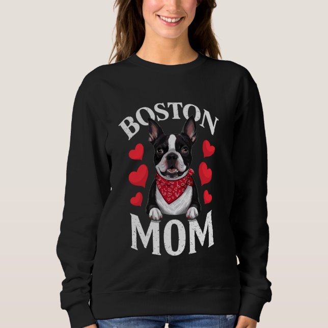 Boston Terrier Mamma, Hund Mamma T Shirt (Framsida)