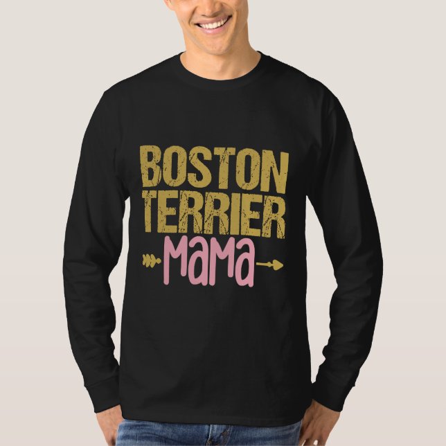 Boston Terrier Mamma Hund Passande T Shirt (Framsida)