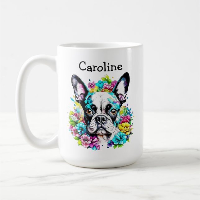 Boston Terrier Mamma Personlig Kaffemugg (Vänster)