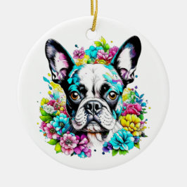 Boston Terrier Mamma Tassavtryck Julgransprydnad Keramik