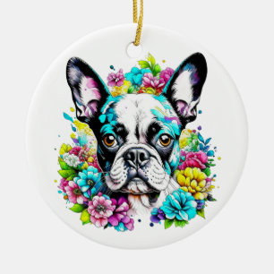 Boston Terrier Mamma Tassavtryck Julgransprydnad Keramik