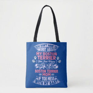 "Boston Terrier" Mamma Tote Bag. Tygkasse