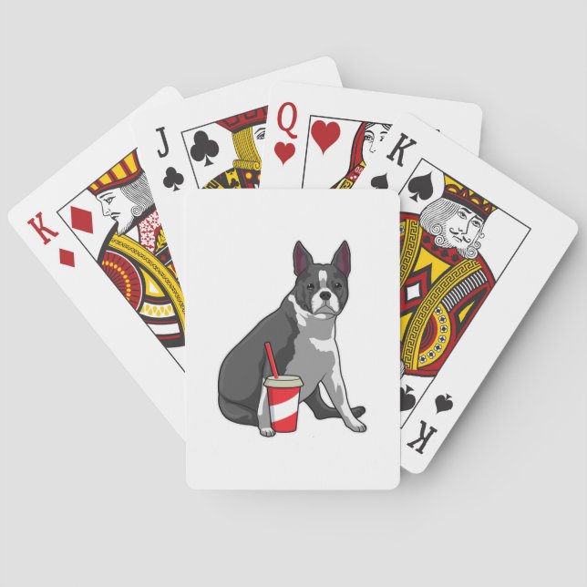 Boston Terrier med Drink Casinokort (Baksidan)