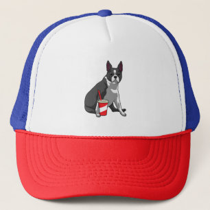 Boston Terrier med Drink Keps