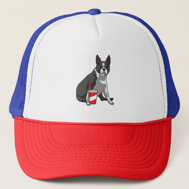 Boston Terrier med Drink Keps (Framsida)