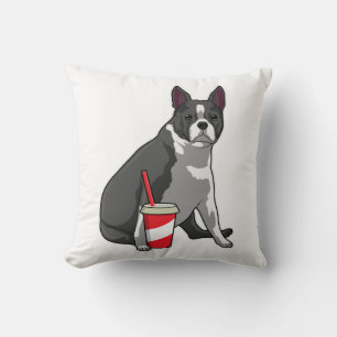 Boston Terrier med Drink Kudde
