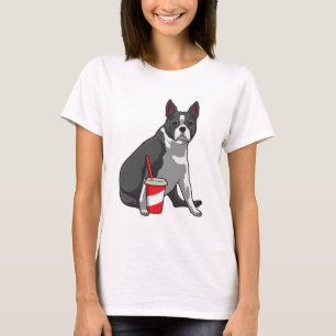 Boston Terrier med Drink T Shirt