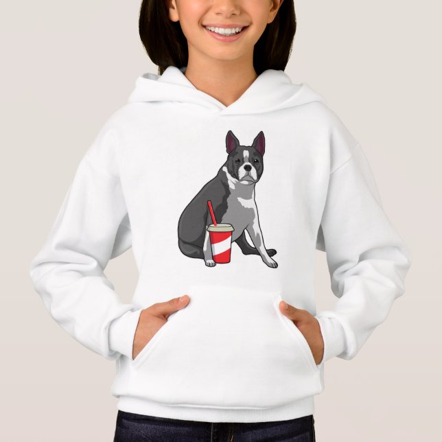 Boston Terrier med Drink T Shirt (Framsida)