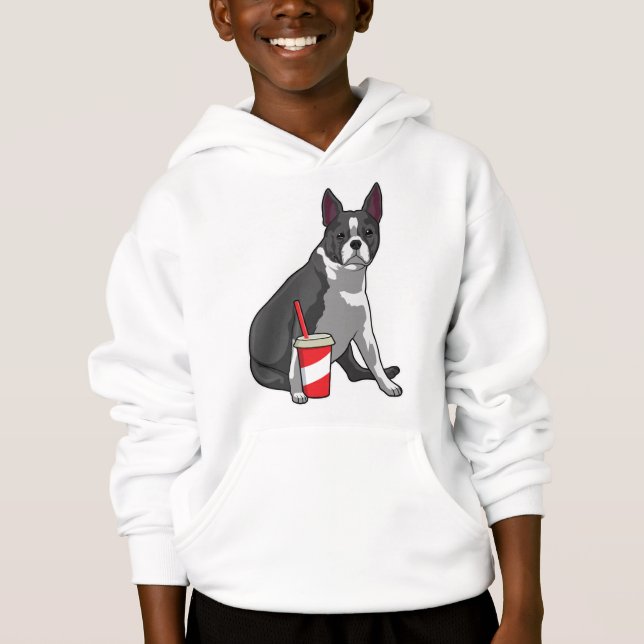 Boston Terrier med Drink T Shirt (Framsida)