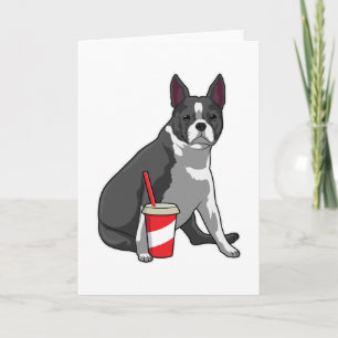 Boston Terrier med dryck Kort