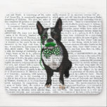 Boston Terrier med Grönt Mustache och Spotty Musmatta<br><div class="desc">Husdjur</div>