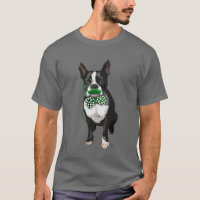 Boston Terrier med Grönt Mustache och Spotty