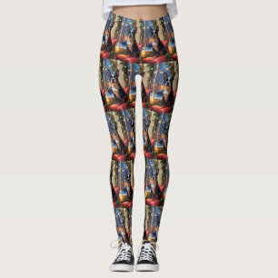 Boston Terrier med julen Ljus Helgdag Leggings