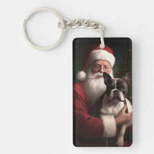 Boston Terrier med Jultomten julafton