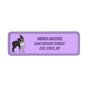 Boston Terrier med ljust - purpurfärgad tass Returadress Etikett