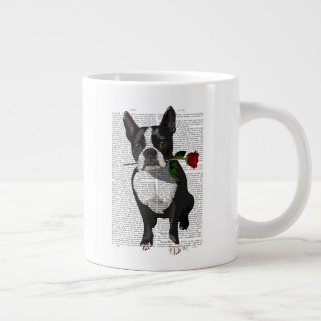 Boston Terrier med Ro i Mouth Jumbo Mugg (Höger)