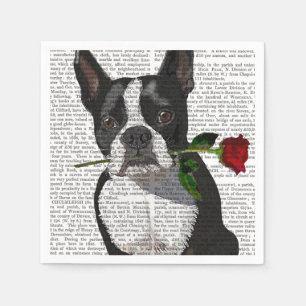 Boston Terrier med Ro i Mouth Pappersservett