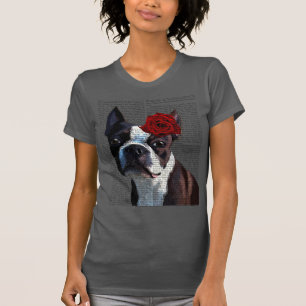 Boston Terrier med Ro på Head Tee Shirt