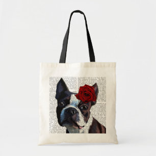 Boston Terrier med Ro på Head Tygkasse