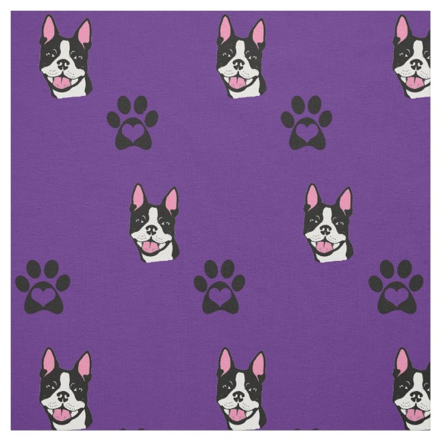Boston Terrier med tassbomullstyg Tyg (Provkarta)