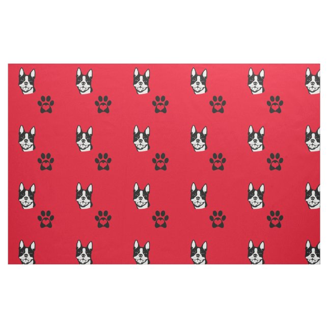 Boston Terrier med tassbomullstyg Tyg (Fat Quarter)