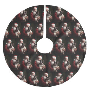 Boston Terrier Med Tomte Festiv Jul Julgransmatta Borstad Polyester