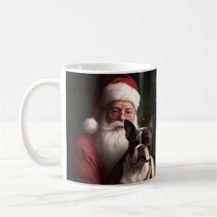 Boston Terrier med Tomte Festiv Jul Kaffemugg