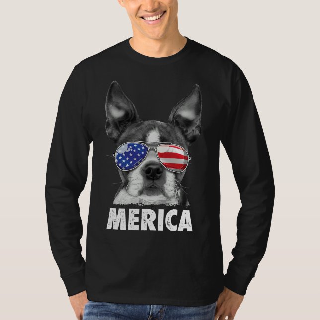 Boston Terrier Merica 4:e juli För manar kvinnor B T Shirt (Framsida)
