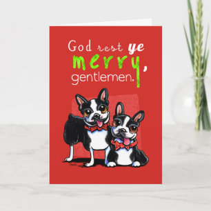 Boston Terrier Merry Mina jul Play Helgkort