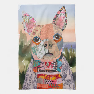 Boston Terrier Mixed Media Hund Köksduk Kökshandduk