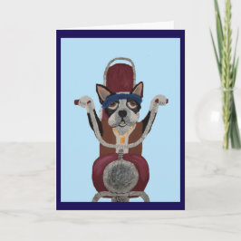Boston Terrier-motorcyklist på motorcykel Kort