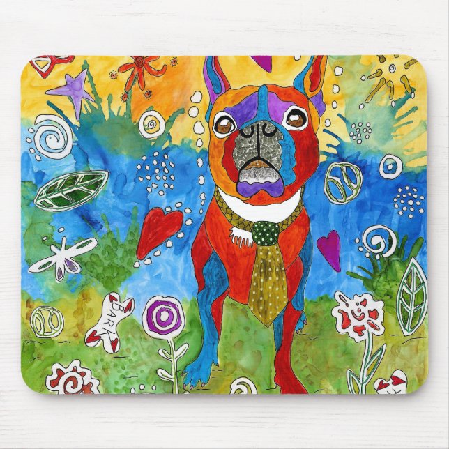Boston Terrier Mousepad Musmatta (Framsidan)