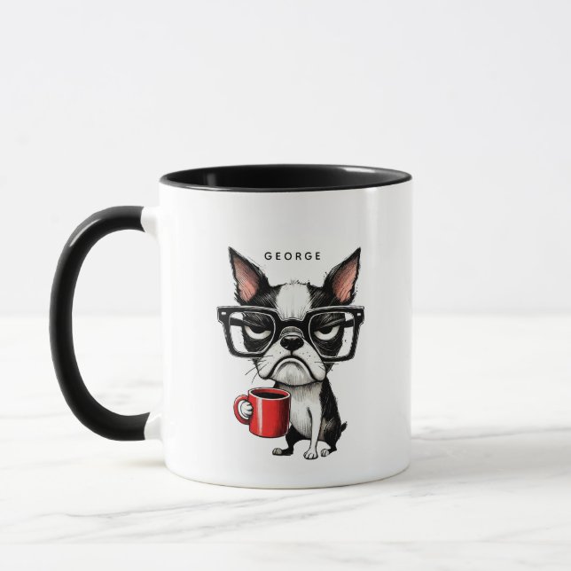 Boston Terrier-muggar Mugg (Vänster)