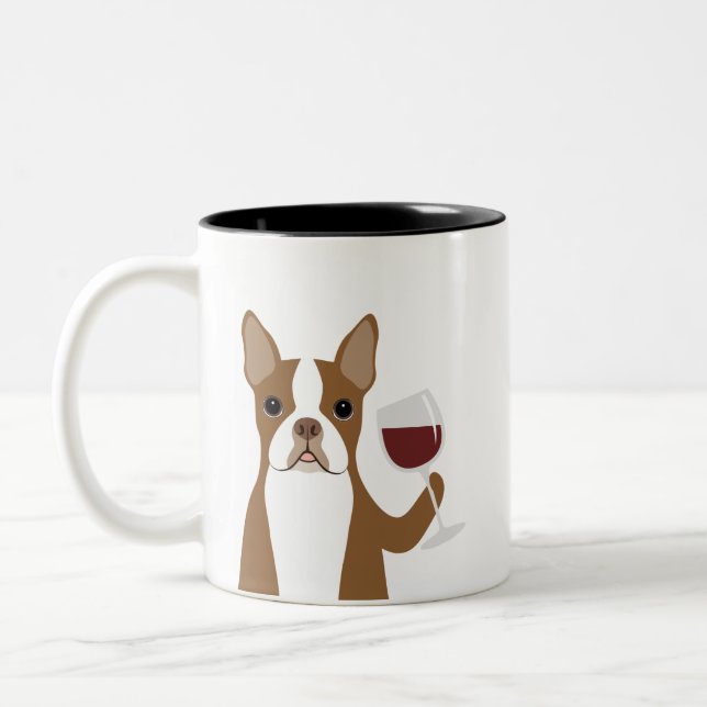 Boston Terrier-muggar Två-Tonad Mugg (Vänster)
