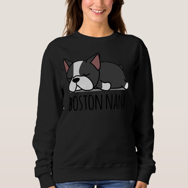 Boston Terrier Nana Passande T Shirt (Framsida)