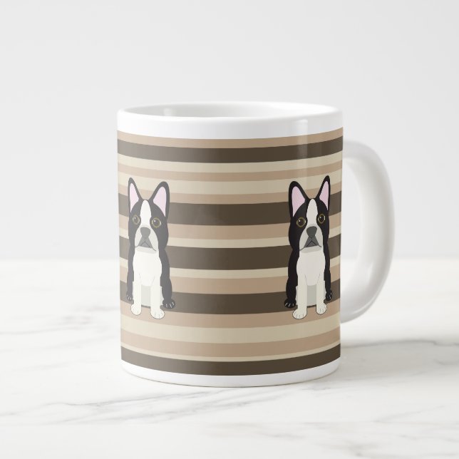 Boston Terrier Neutral striped  Jumbo Mugg (Framsida höger)