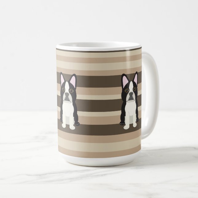Boston Terrier Neutral striped  Kaffemugg (Framsida höger)