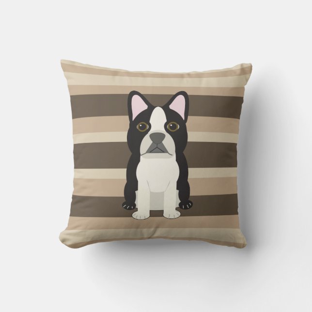 Boston Terrier Neutral striped  Kudde (Framsida)
