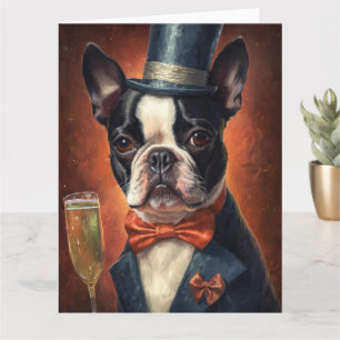 Boston Terrier Nyår Kort
