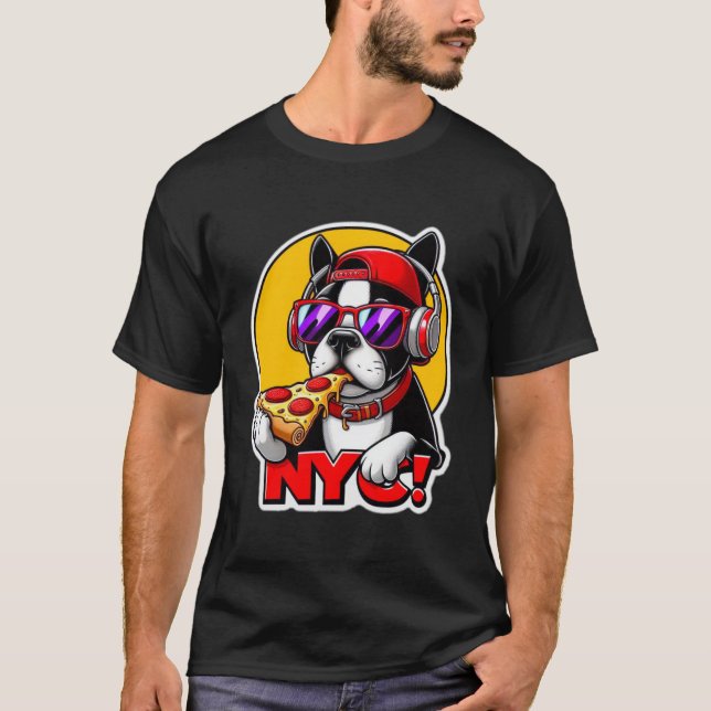 BOSTON TERRIER-NYC STIL 2 T SHIRT (Framsida)