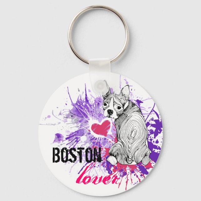 Boston Terrier Nyckelring (Framsida)