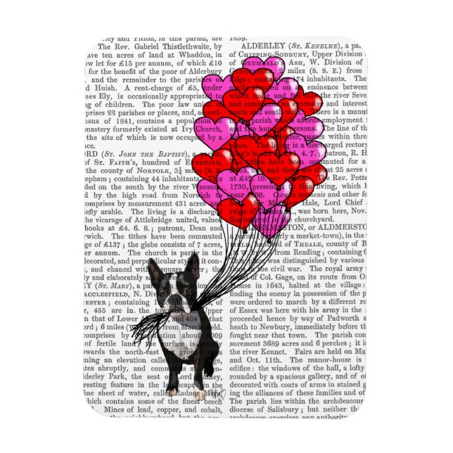Boston Terrier och ballonger Magnet (Vertikal)