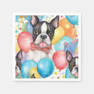 Boston Terrier och ballonger Pappersservett