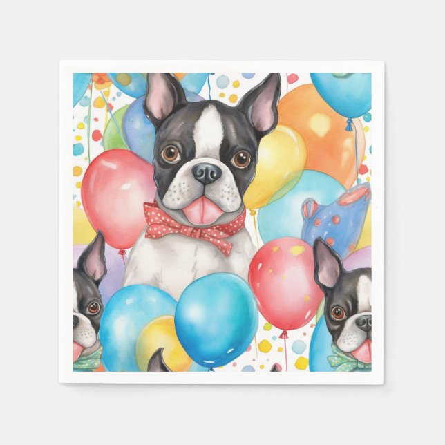 Boston Terrier och ballonger Pappersservett (Framsidan)